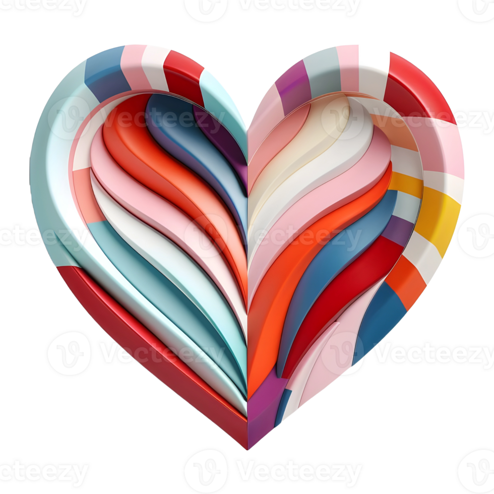AI generated Colorful Beautiful Heart on Transparent background - Ai Generated png