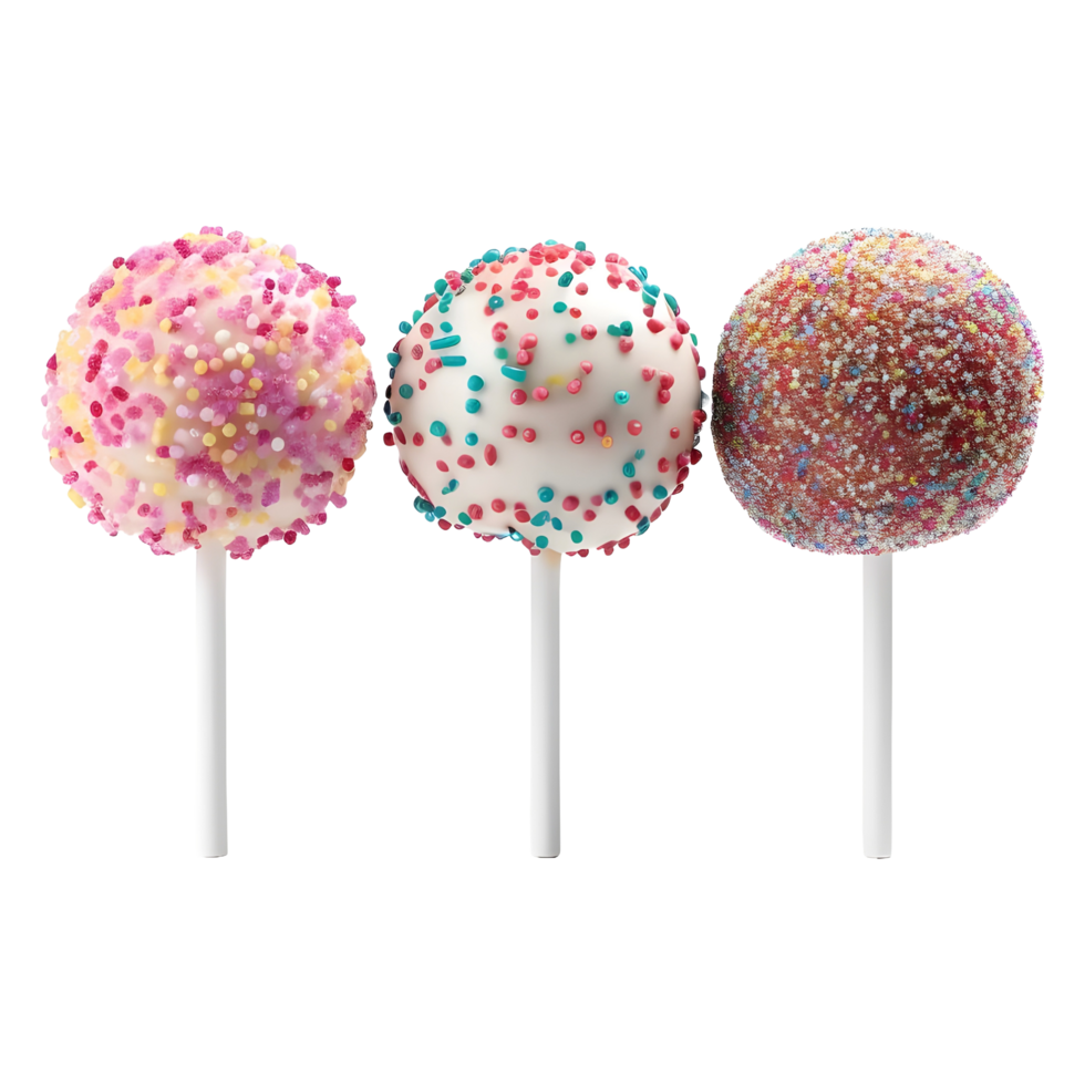 AI generated 3 Lollypops with Sweets on it on Transparent background - Ai Generated png