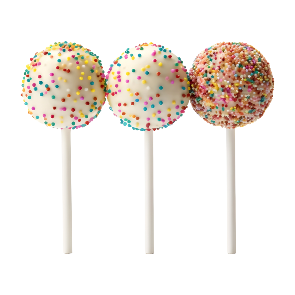 AI generated 3 Lollypops with Sweets on it on Transparent background - Ai Generated png
