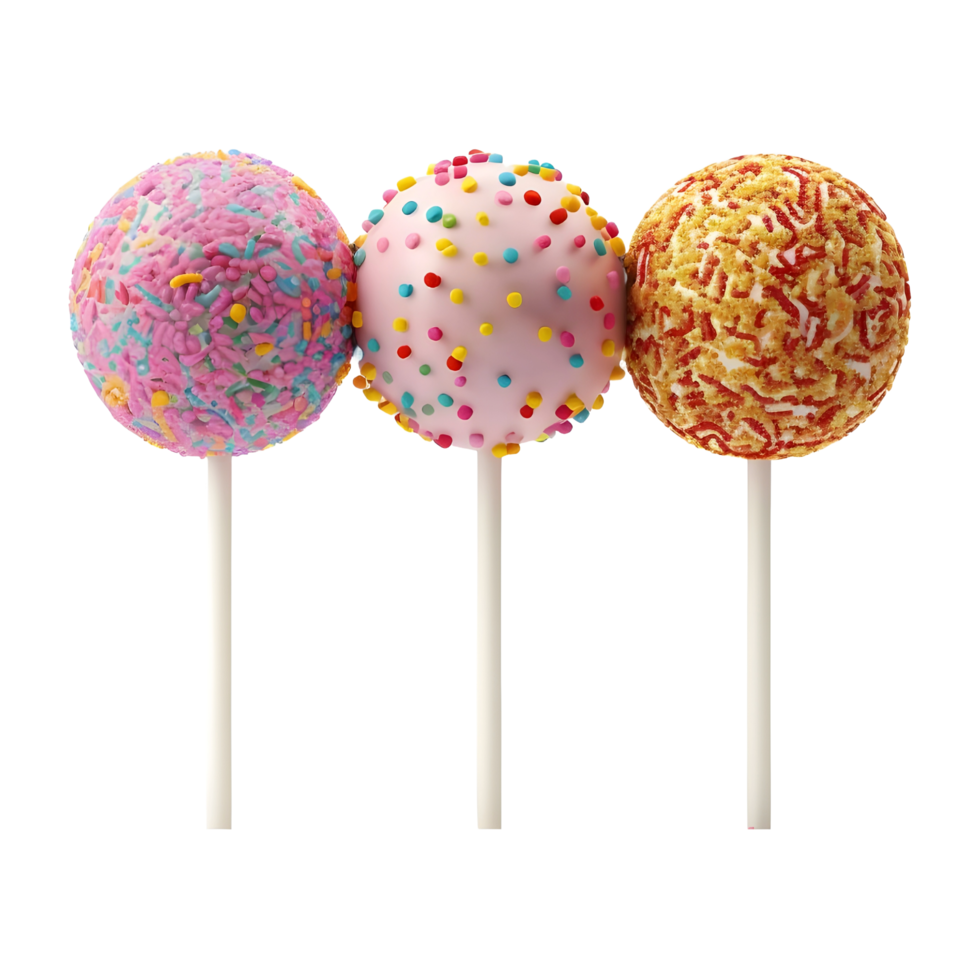 AI generated 3 Lollypops with Sweets on it on Transparent background - Ai Generated png