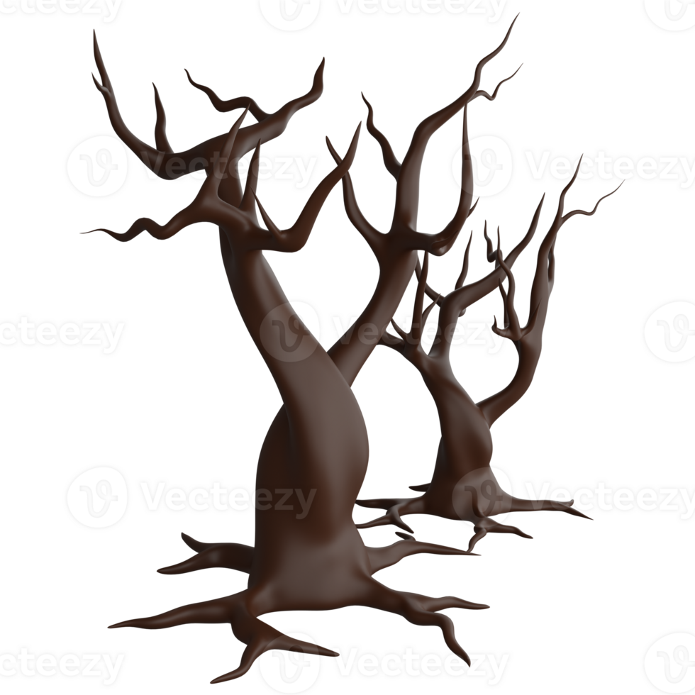 Dry trees clipart flat design icon isolated on transparent background, 3D render Halloween concept png