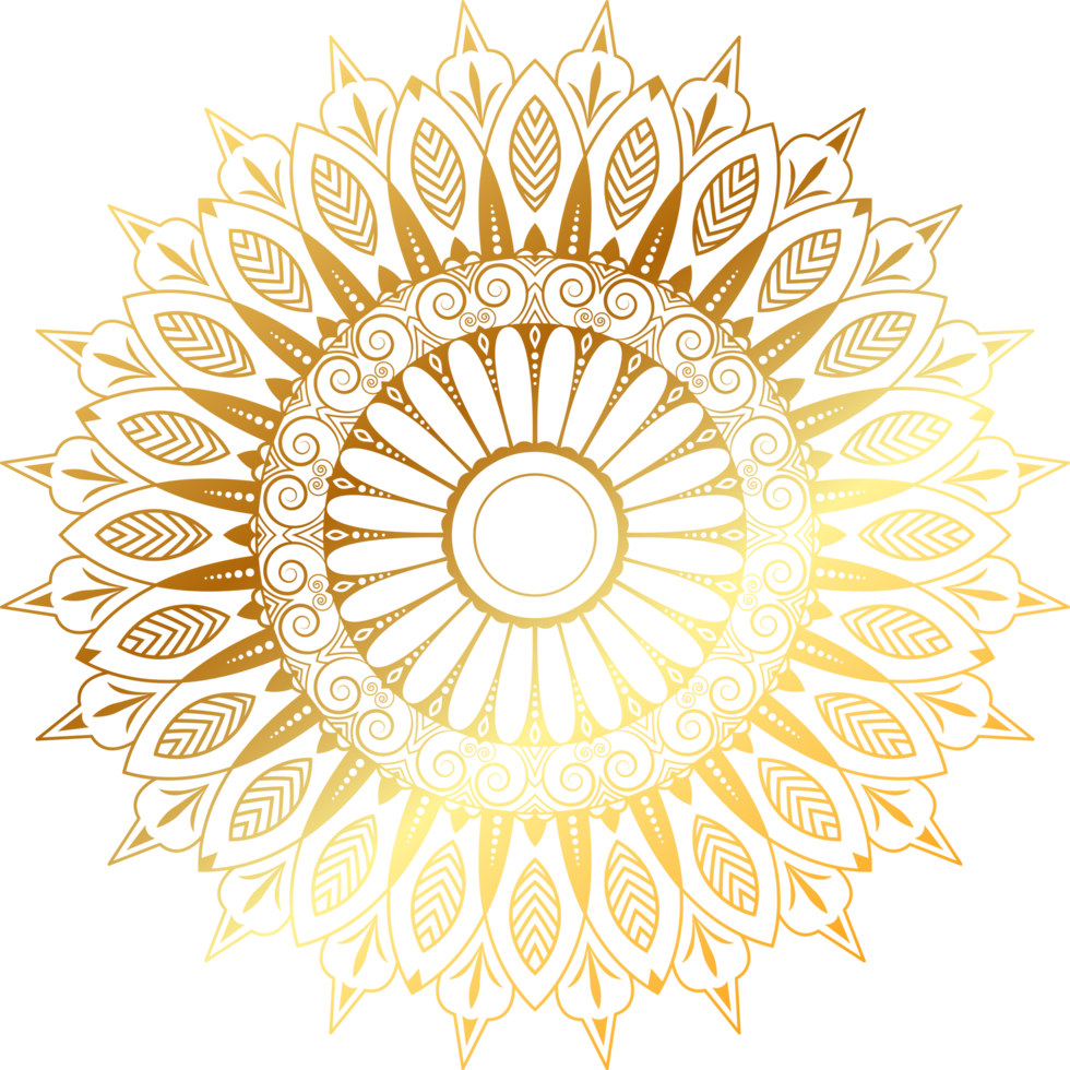 A golden luxury mandala design with circle pattern elements and an ornament background, the Mandal is for print posters, covers, brochures, flyers, banners, wallpaper, packaging, PNG file