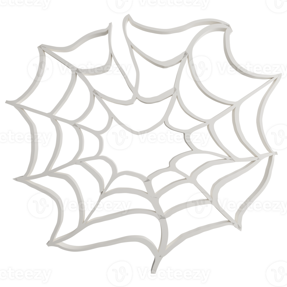 Spider web clipart flat design icon isolated on transparent background, 3D render Halloween concept png