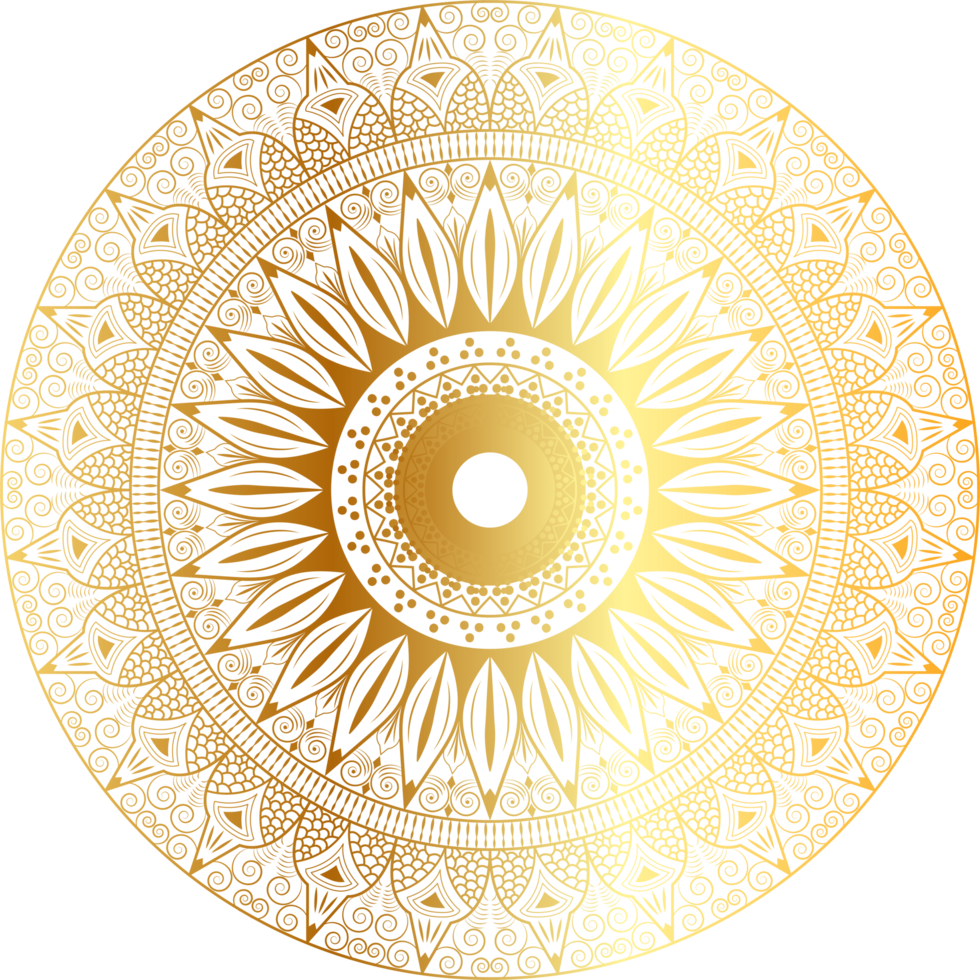 A golden luxury mandala design with circle pattern elements and an ornament background, the Mandal is for print posters, covers, brochures, flyers, banners, wallpaper, packaging, PNG file