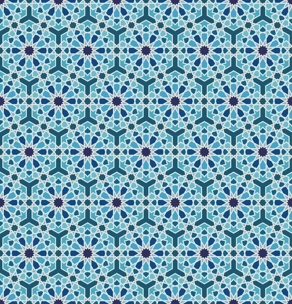 Blue Seamless Arabic Islamic Moroccan Pattern vector