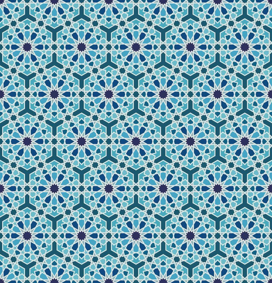 Blue Seamless Arabic Islamic Moroccan Pattern vector