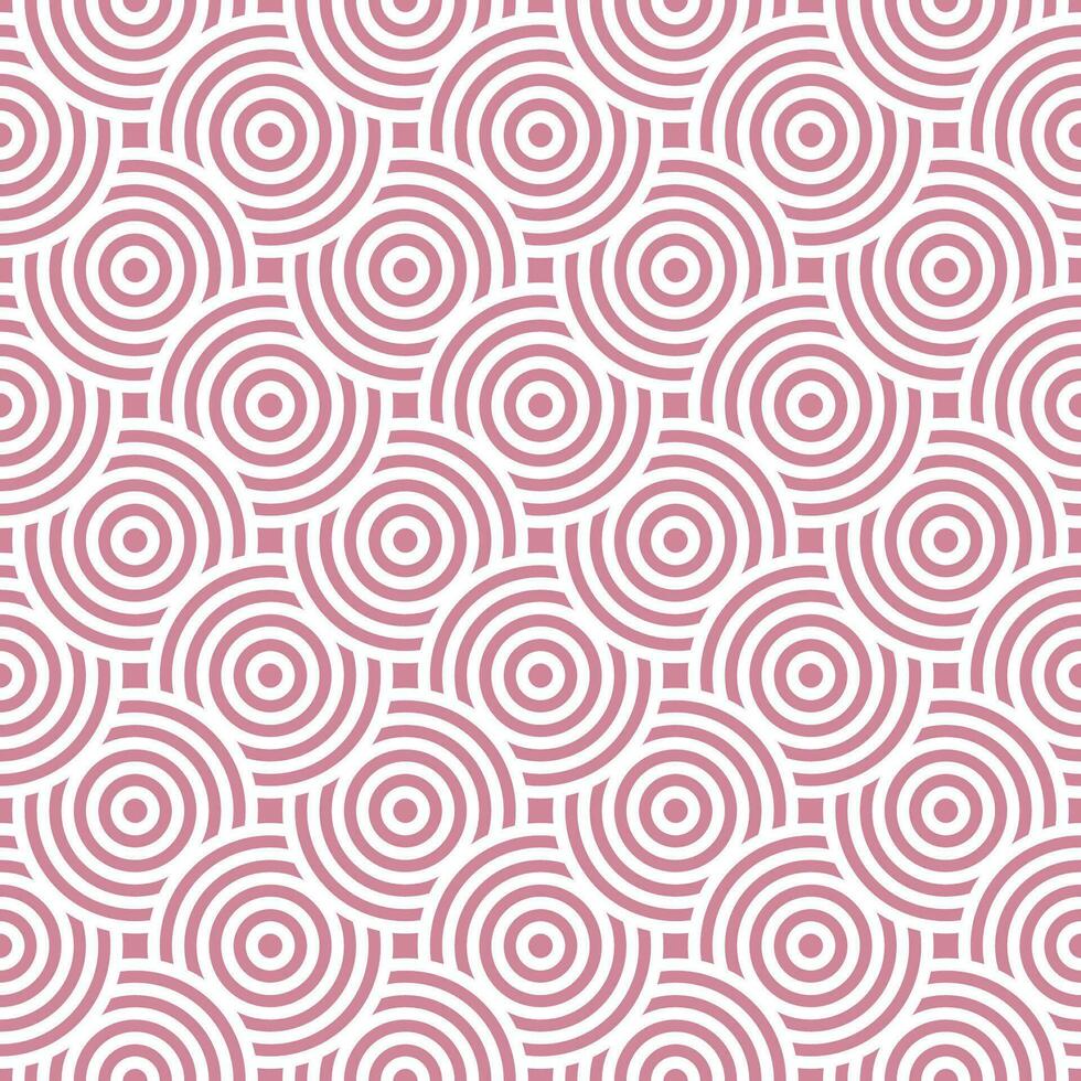 Pink and white seamless japanese style intersecting circles spiral pattern vector