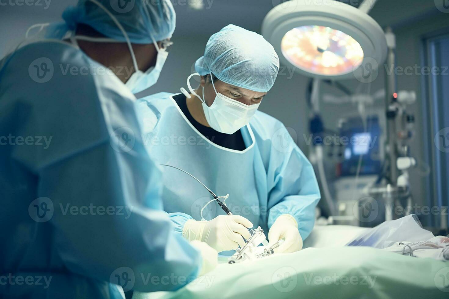 AI generated Surgeons performing operation in operation room photo