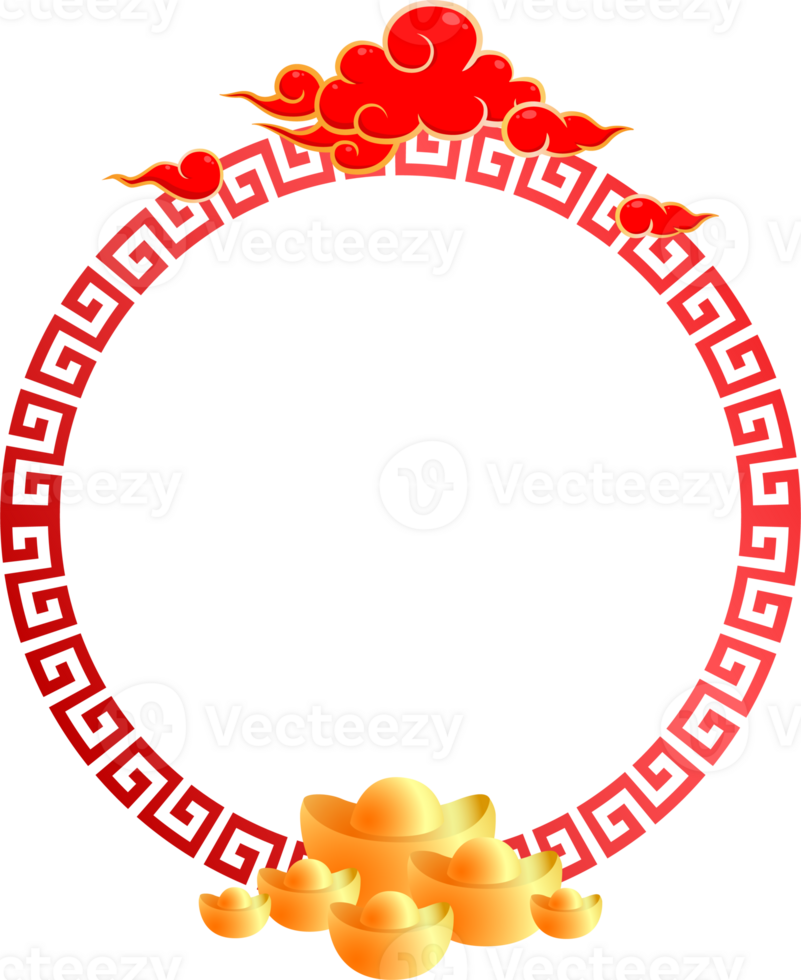 golden red china new year frame border element greeting festival for decoration gradient design png