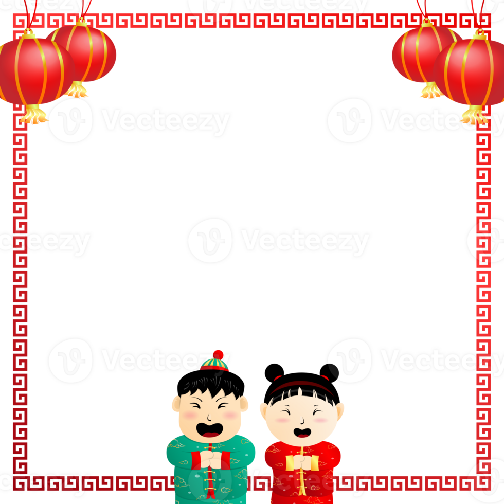 golden red china new year frame border element greeting festival for decoration gradient design png