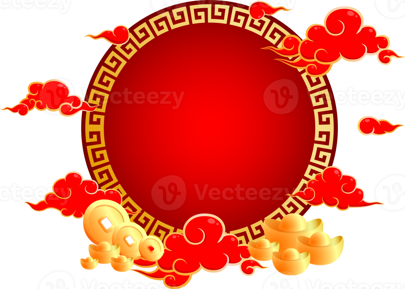 golden red china new year frame border element greeting festival for decoration gradient design png