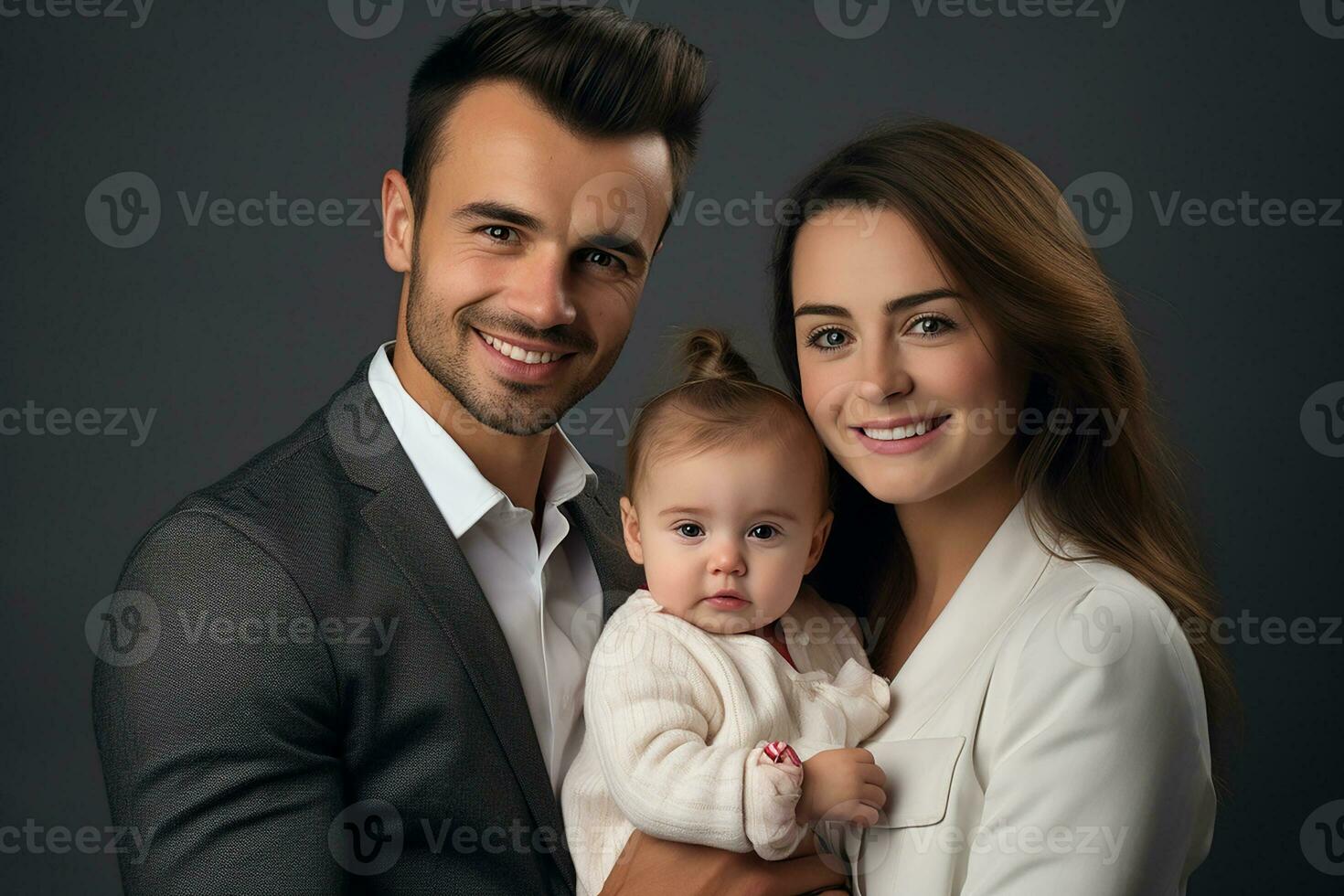 ai generado abrazando contento hermosa familia foto