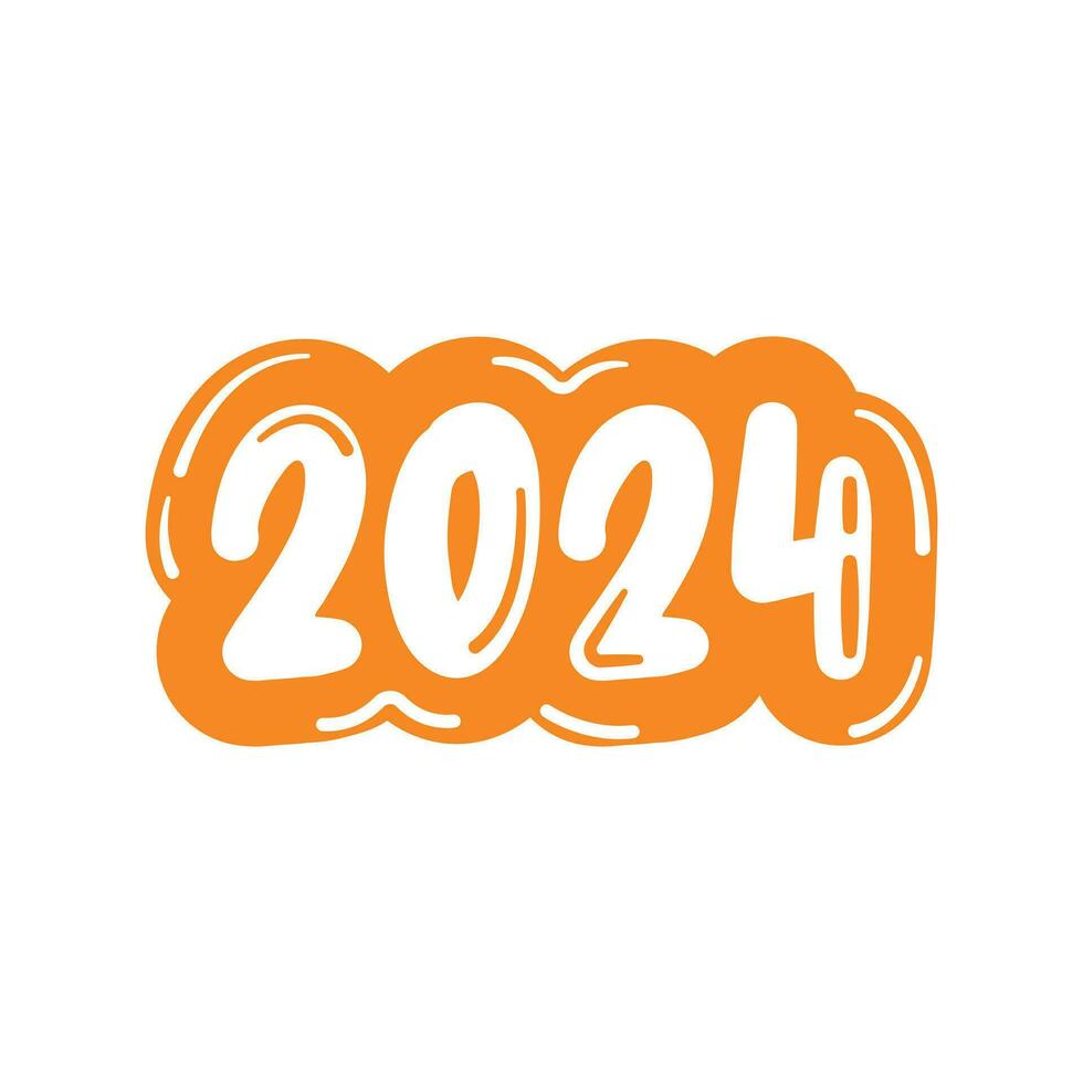 New Year 2024 greeting card banner brochure flayer funny kids design isolated solid color vector