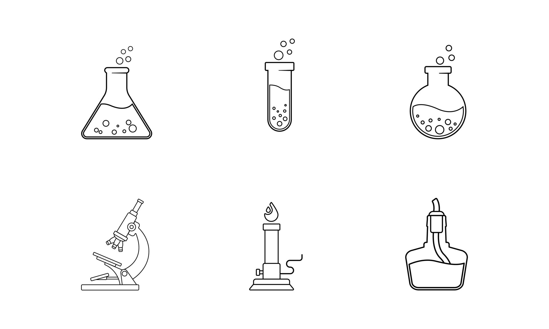 Icon set of science equipment, outline style flat design 35975825