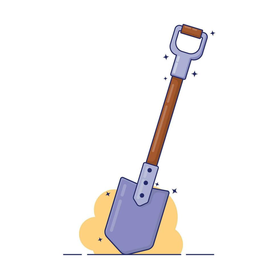 Illustration cute cartoon vector of shovel mining, tools equipment, flat cartoon design style, 2d game icon isolated by white color