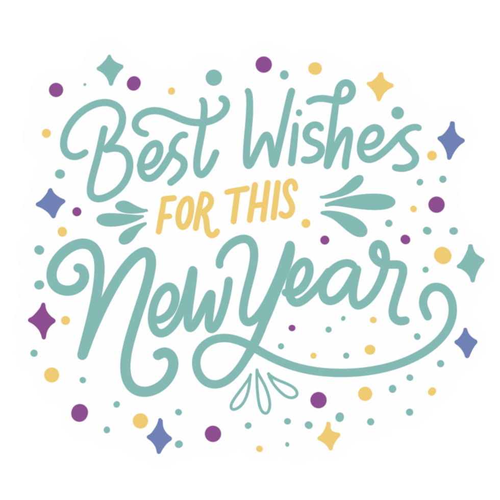 Happy new year wish lettering png