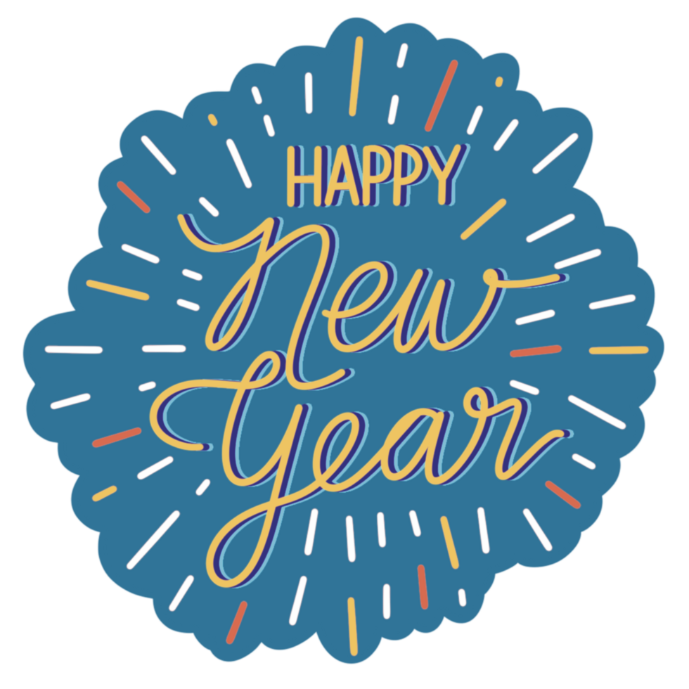 Happy new year cute illustration png