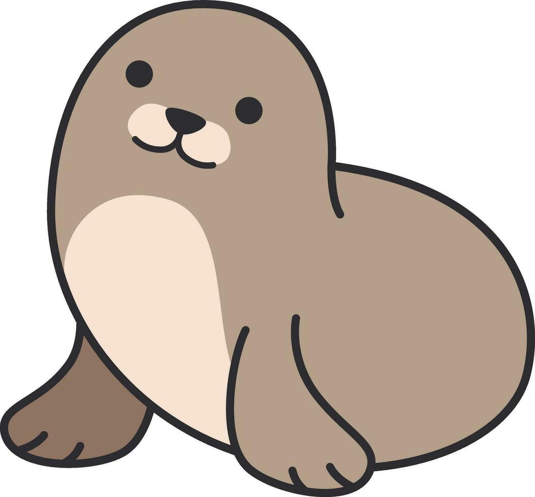Cute cartoon seal. Vector illustration isolated on a white background.