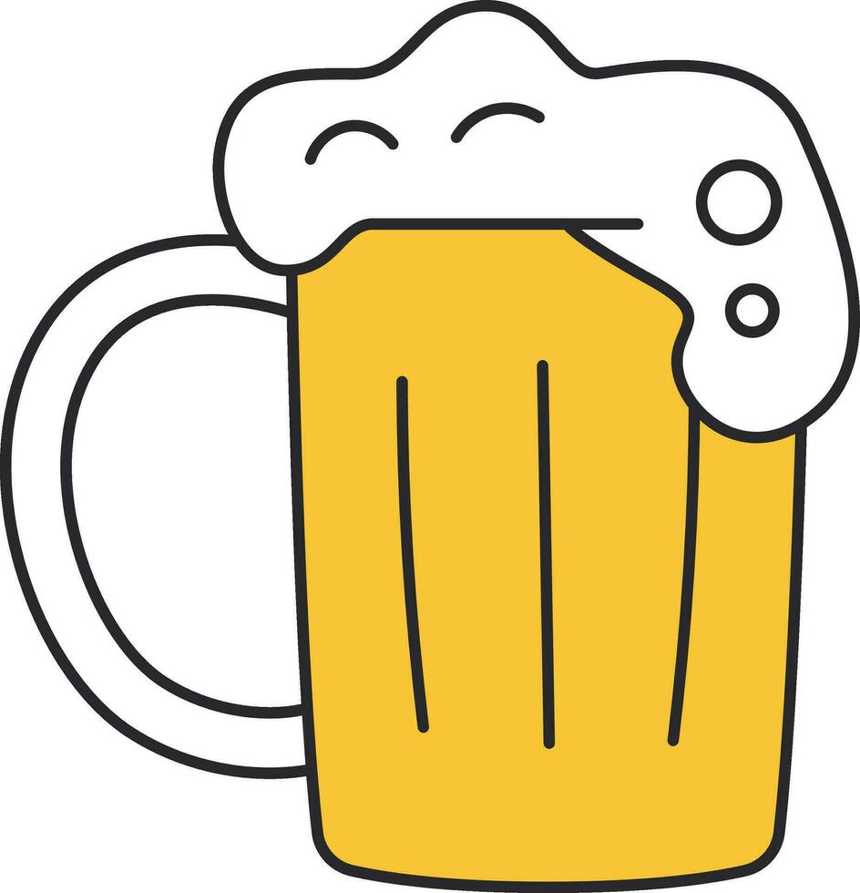 Beer mug with foam icon in flat style isolated on white background. Vector illustration.