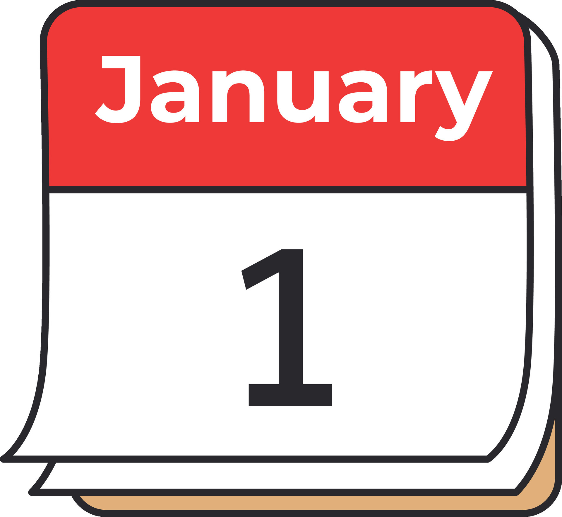 January 1 Calendar Icon. Vector Illustration. Flat Design Style