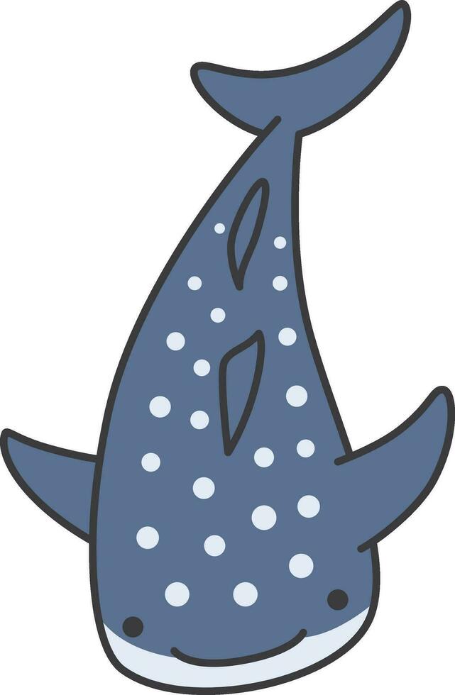 Cute hand drawn whale shark isolated on white background. Vector illustration.