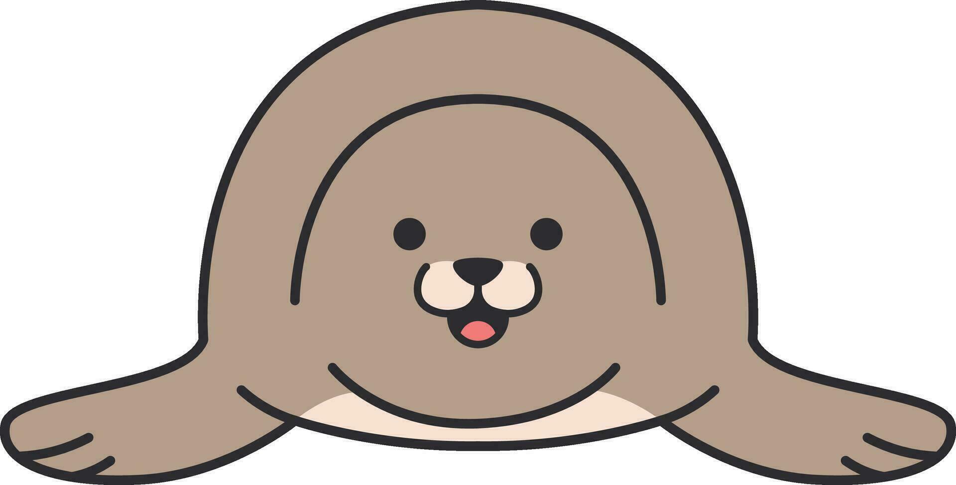 Cute seal cartoon. Vector illustration isolated on a white background.