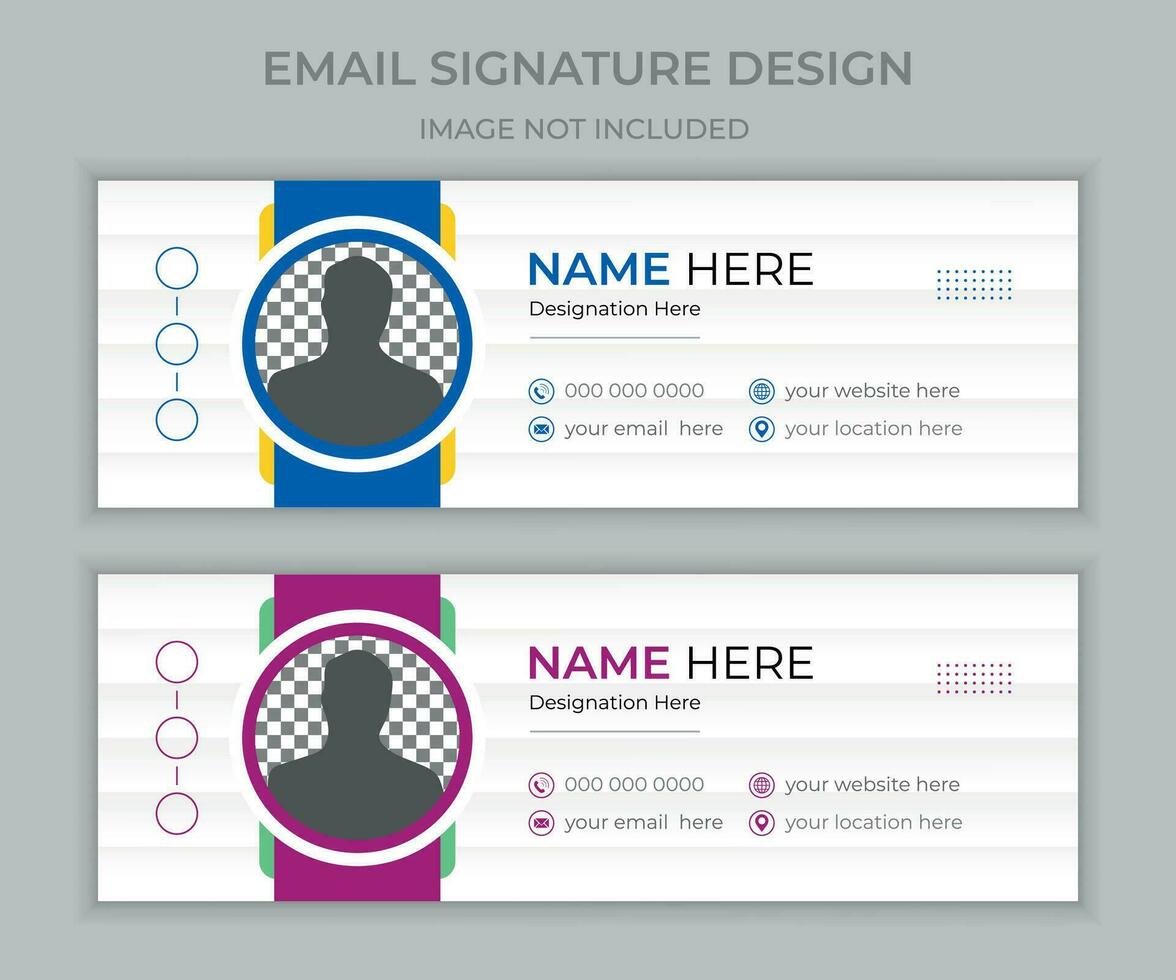 Corporate Professional email signature template design modern and minimal Layout, business email footer template set or social media cover design template design creative layout set with unique design vector