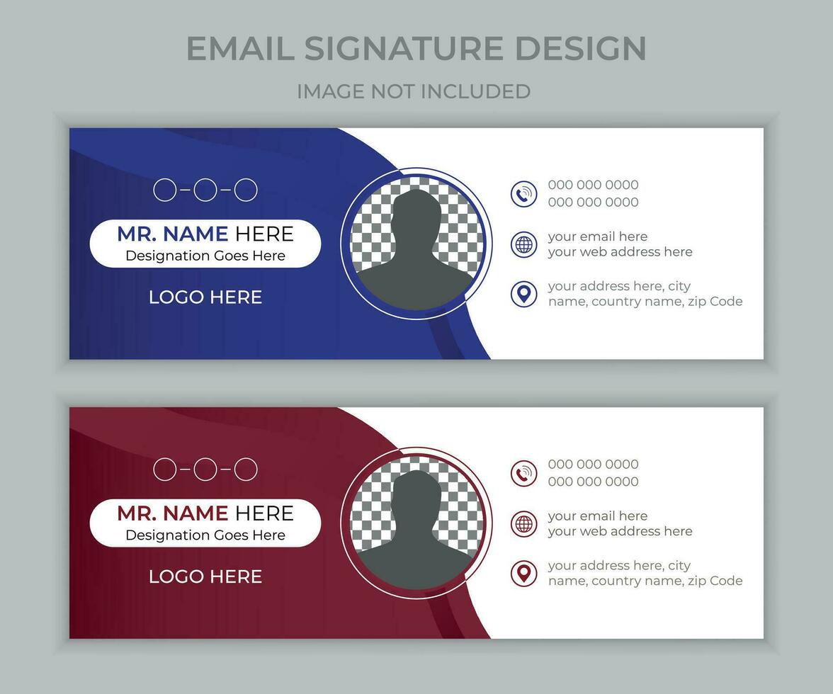 Corporate Professional email signature template design modern and minimal Layout, business email footer template set or social media cover design template design creative layout set with unique design vector