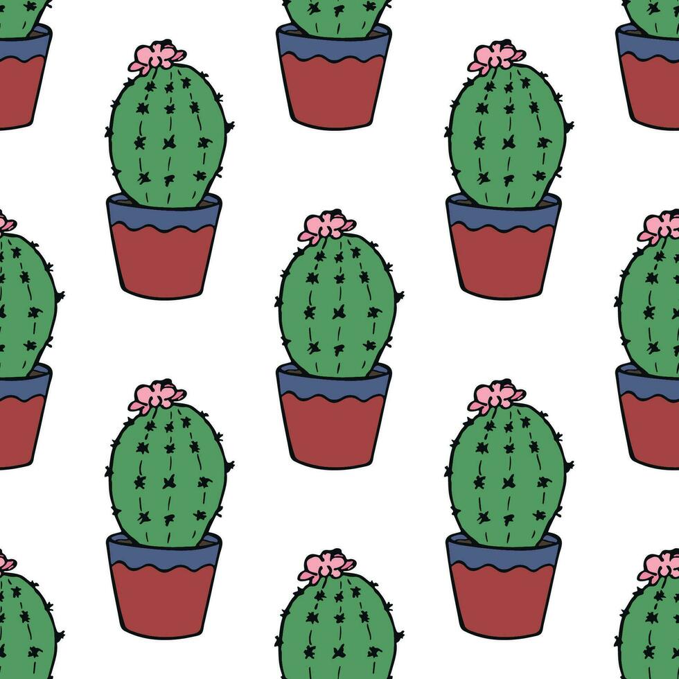 sin costura modelo con cactus garabatear para decorativo imprimir, envase papel, saludo tarjetas y tela vector