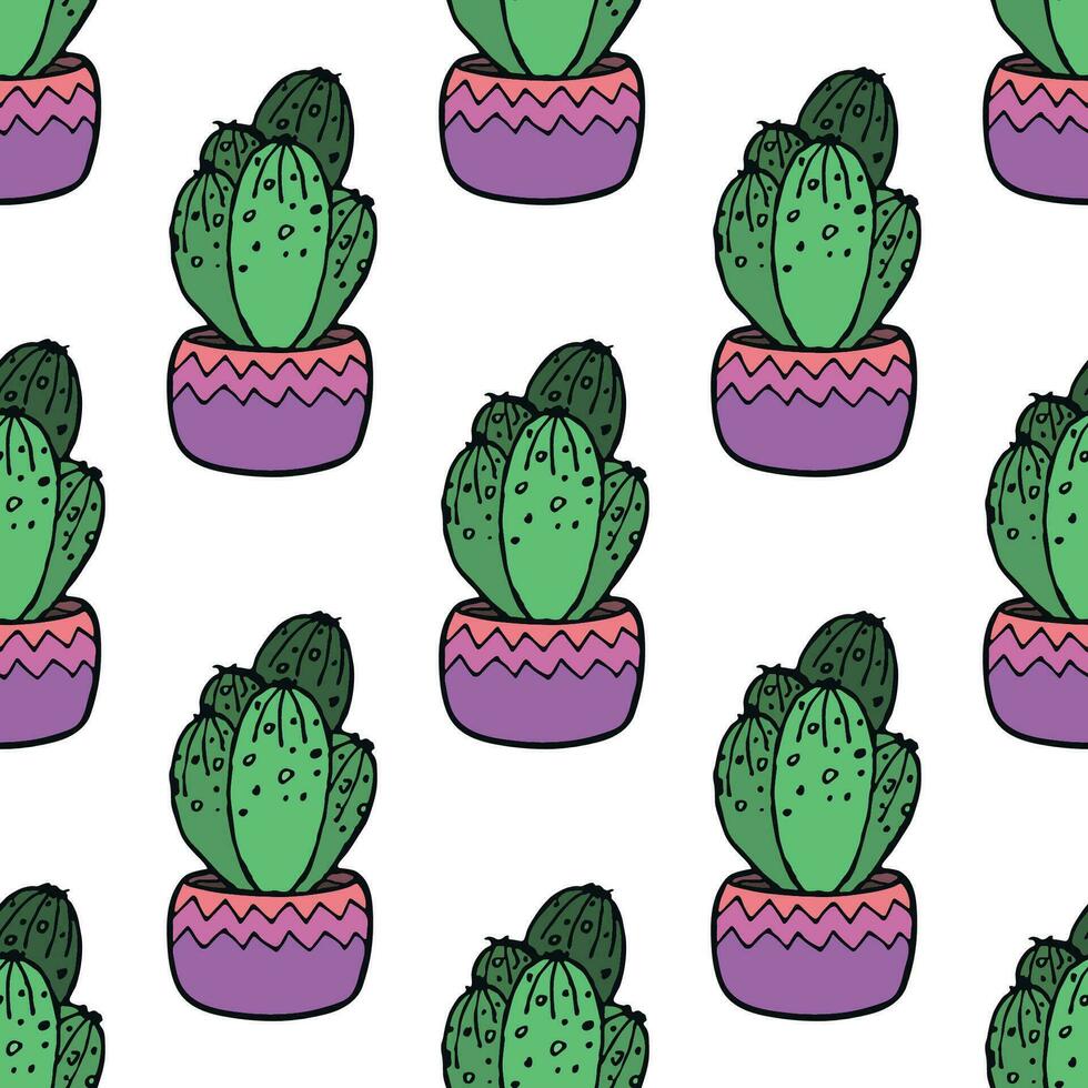 Seamless pattern with cactus doodle for decorative print, wrapping paper, greeting cards and fabric vector
