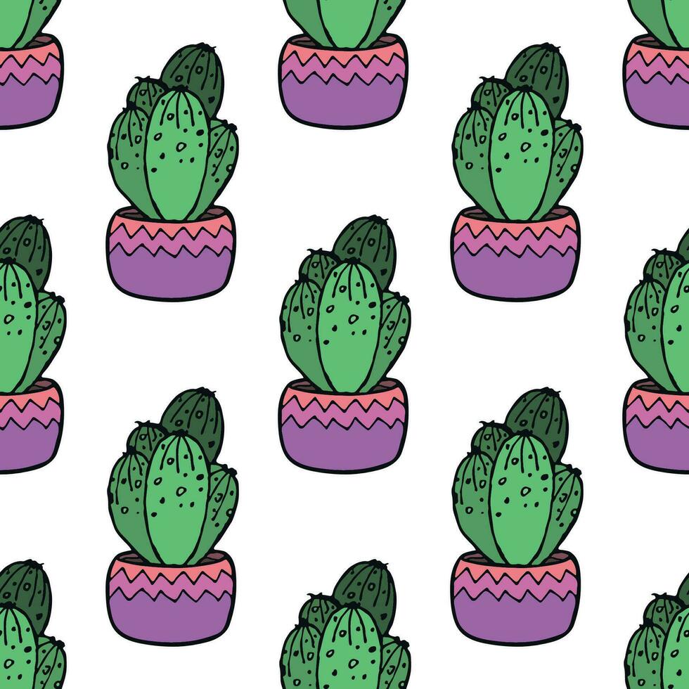 sin costura modelo con cactus garabatear para decorativo imprimir, envase papel, saludo tarjetas y tela vector