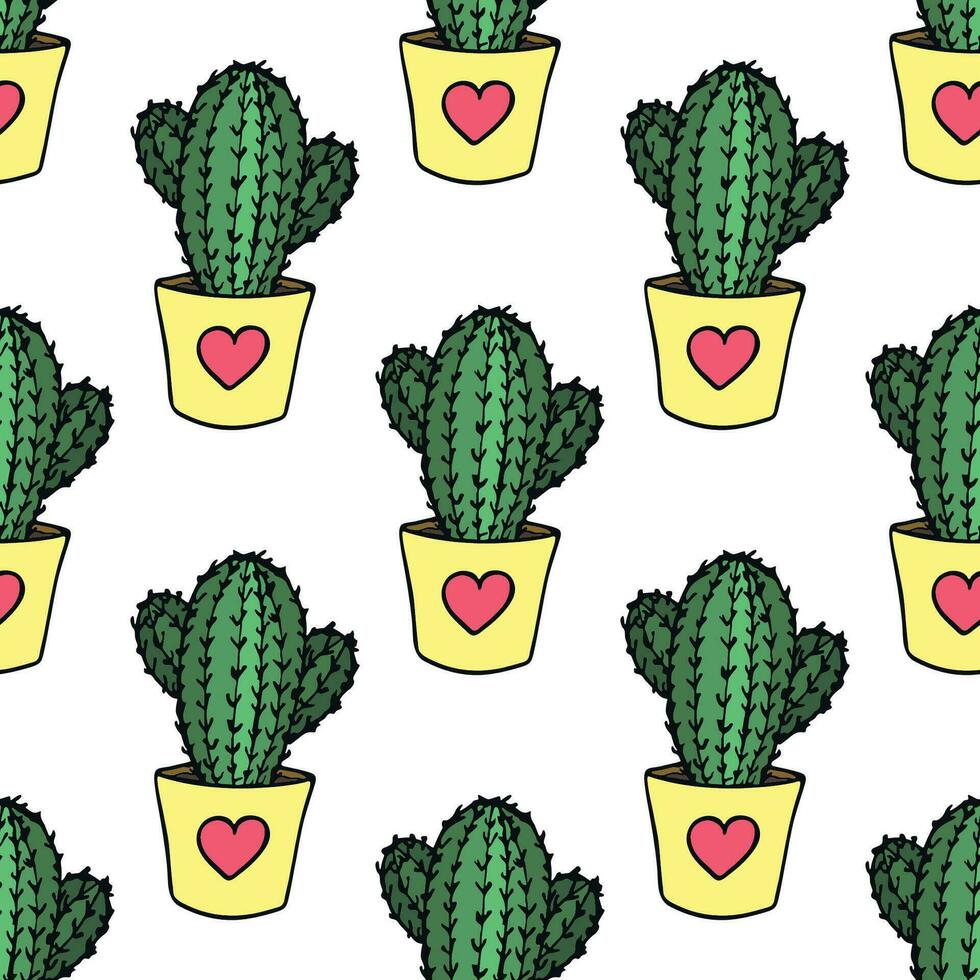 Seamless pattern with cactus doodle for decorative print, wrapping paper, greeting cards and fabric vector