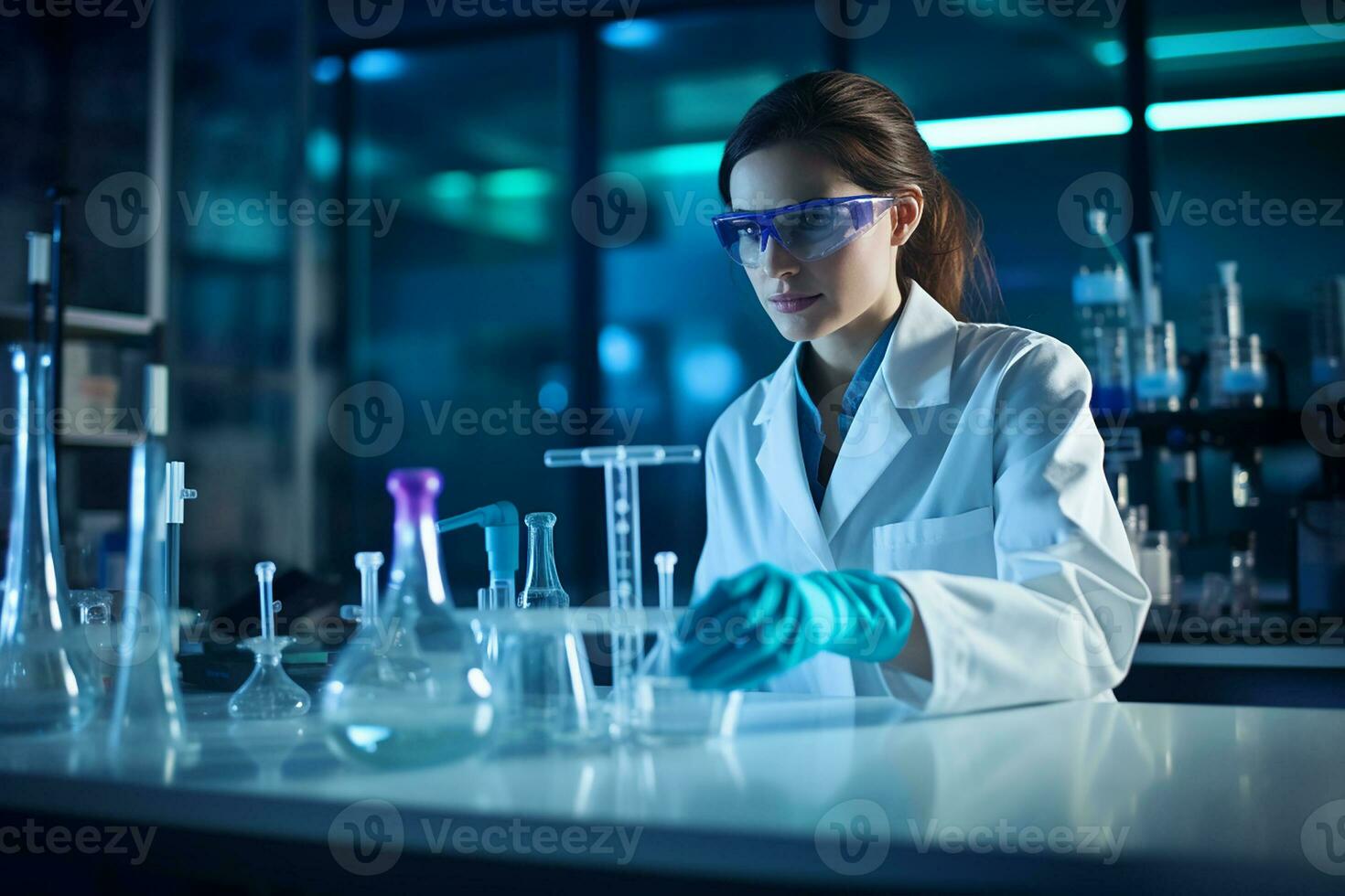 AI generated Biotechnology specialist in the laboratory conducting experiments photo