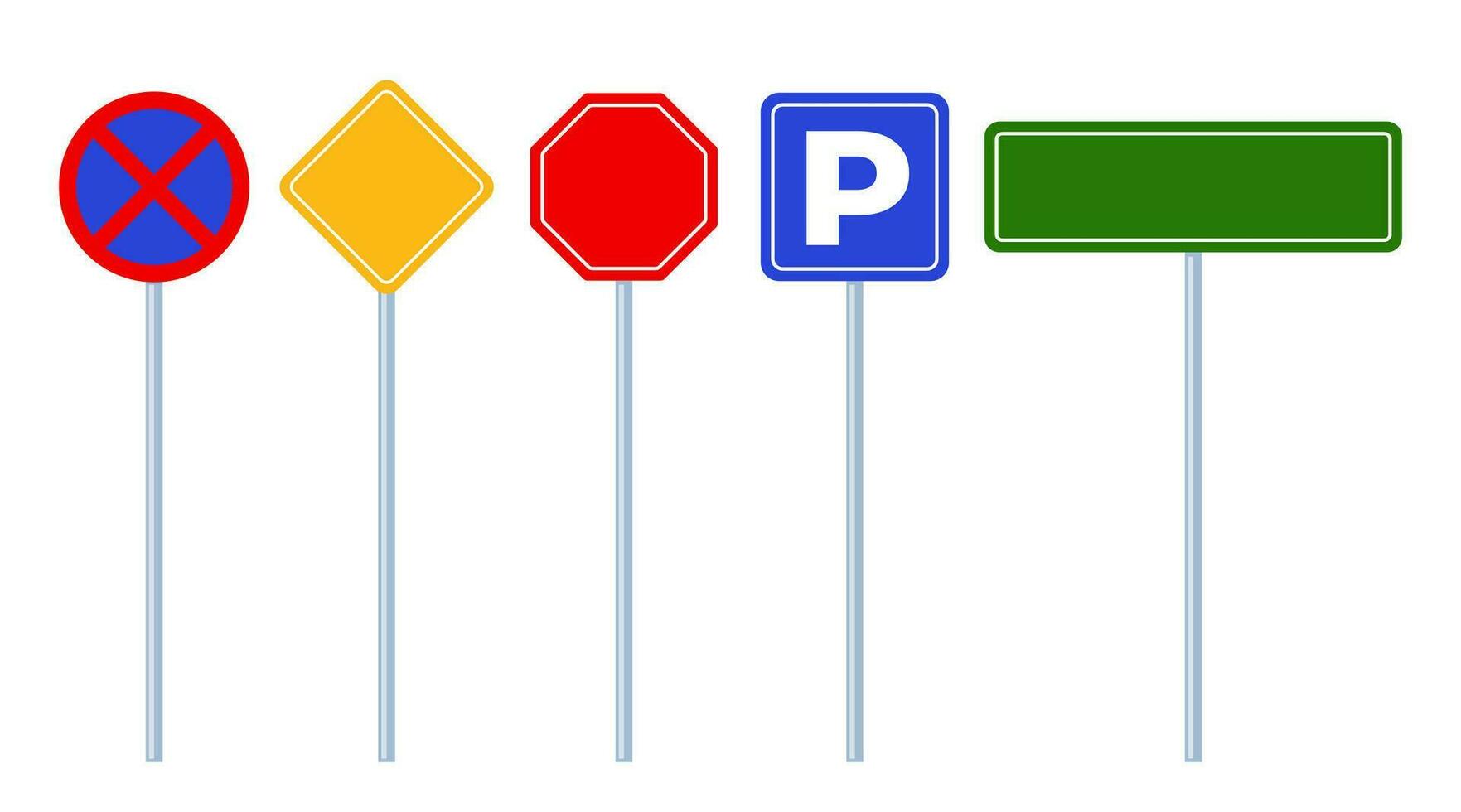 la carretera señales, colocar. tráfico señales en blanco antecedentes. la carretera tráfico seguridad. vector ilustración.