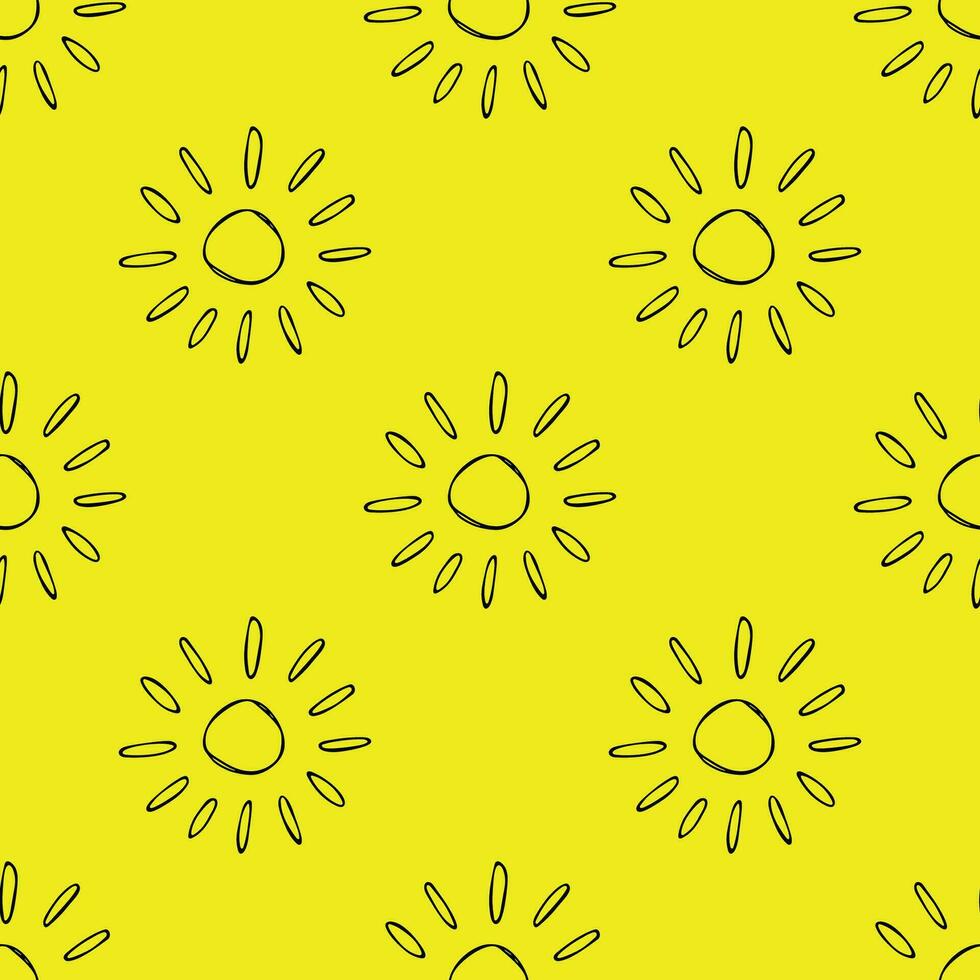 Seamless pattern with sun doodle for decorative print, wrapping paper, greeting cards, wallpaper and fabric vector
