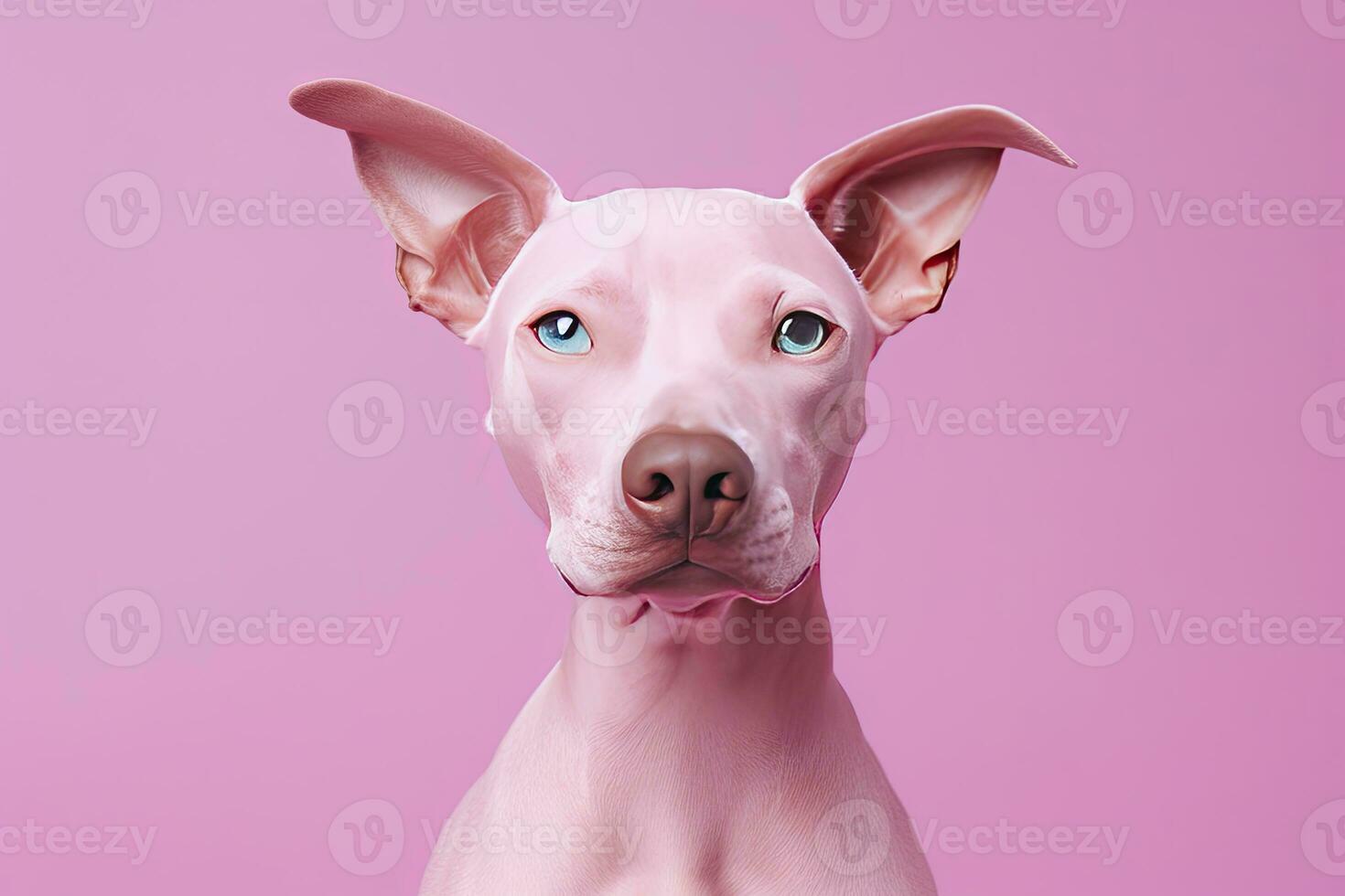 AI generated Pink colored dog on Pink Background. AI Generated photo