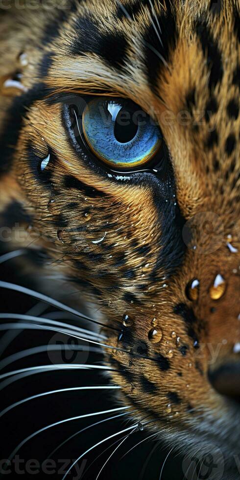 AI generated Leopard macro photography. AI Generated photo