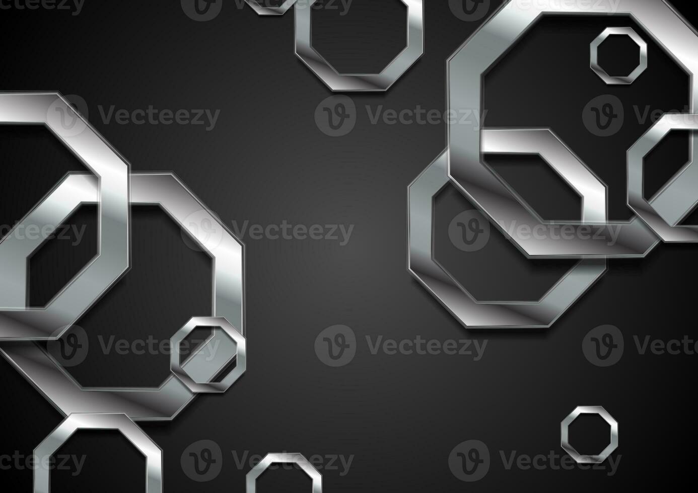 Abstract tech background with metallic octagons photo