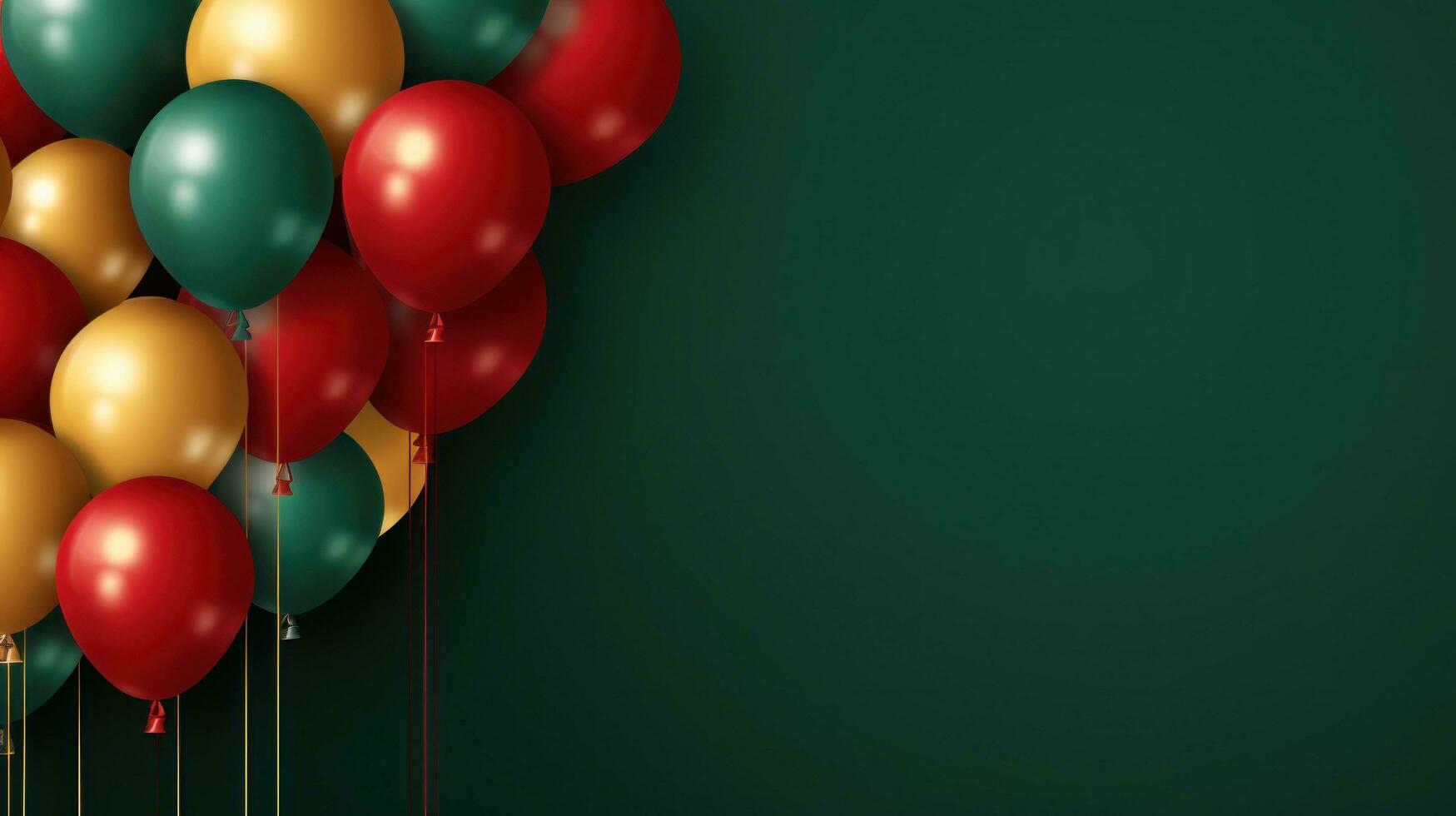 AI generated A festive background featuring colorful balloons in shades of red, green, and gold photo