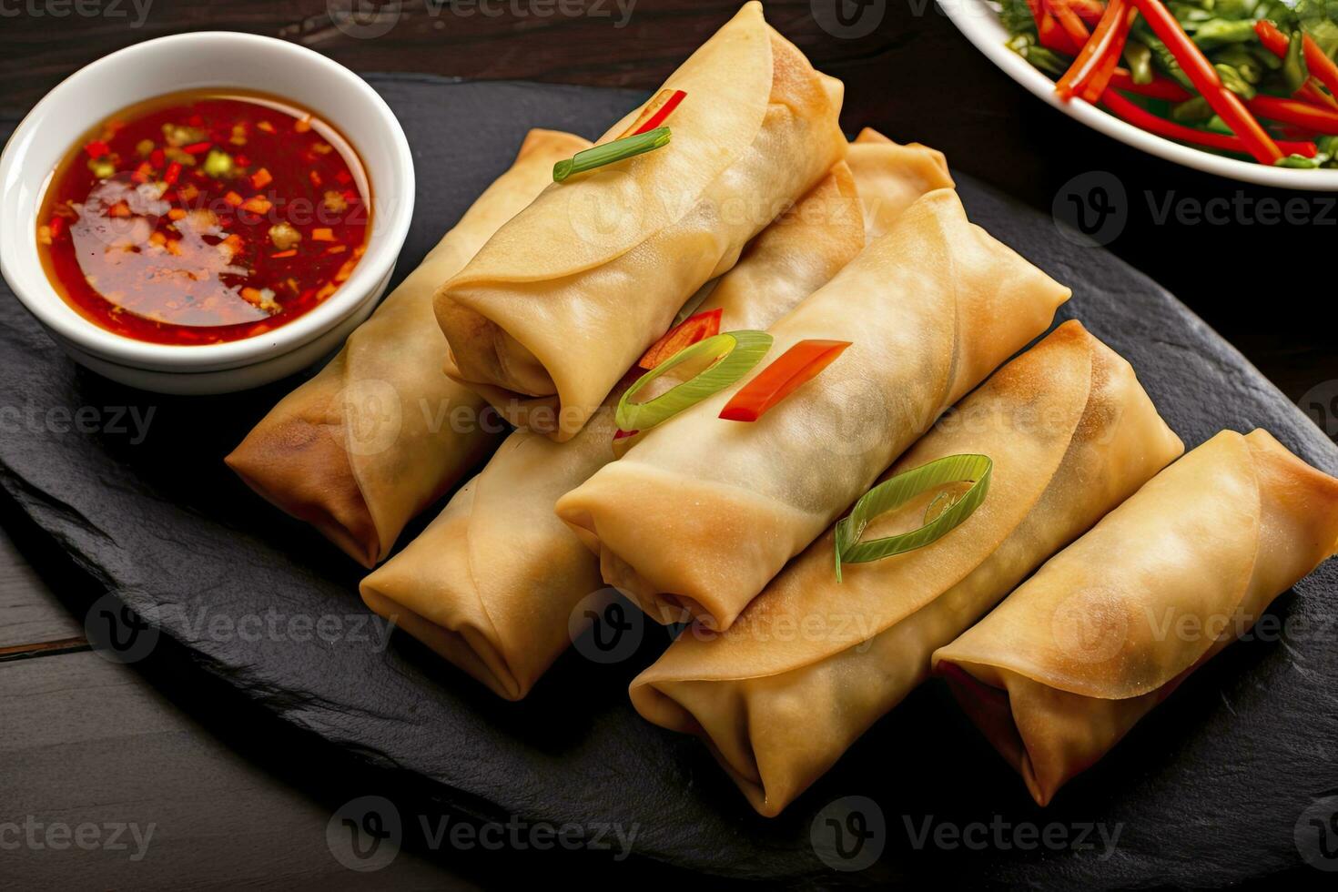 AI generated Egg rolls or spring rolls fried. AI Generated photo