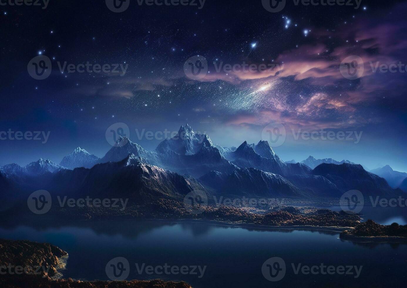 AI generated The milky rising in the night sky over the mountains, landscapes, AI Generative photo