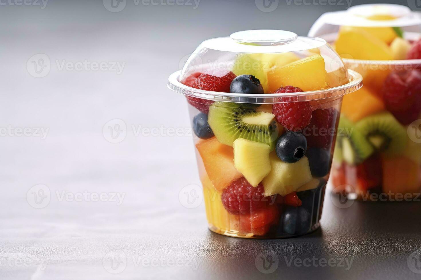 AI generated Fresh fruit salad to go with copy space. AI Generated photo