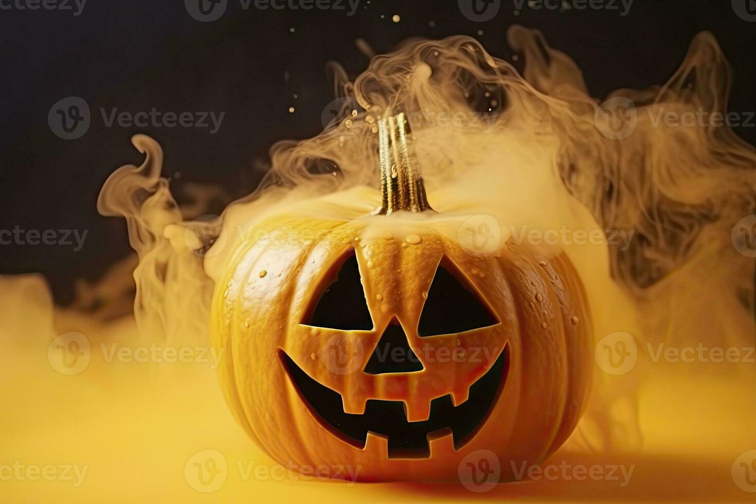 AI generated Halloween pumpkin with steam. AI Generated photo