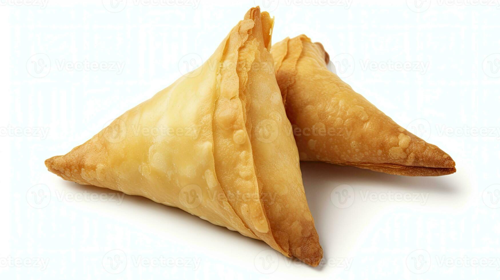AI generated Two tasty samosa isolated on white background.  AI Generated. photo