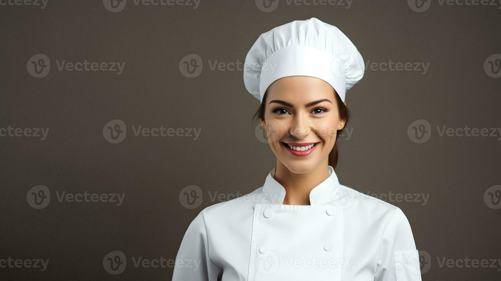AI generated A caucasian boy dressed as a chef and preparing food in kitchen. photo