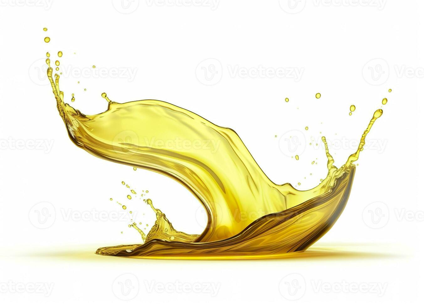 AI generated Olive or engine oil splash, cosmetic serum liquid isolated on white background. Generative AI photo