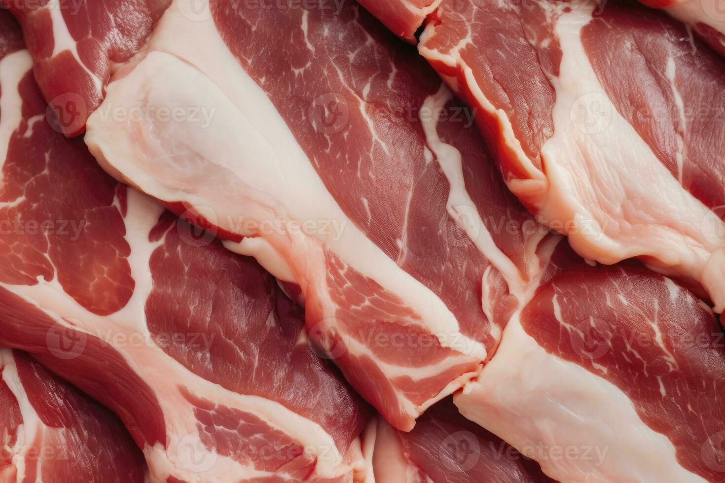 AI generated Macro shot of pork meat. Meat textured background. Beef steak is raw and juicy. AI Generated photo