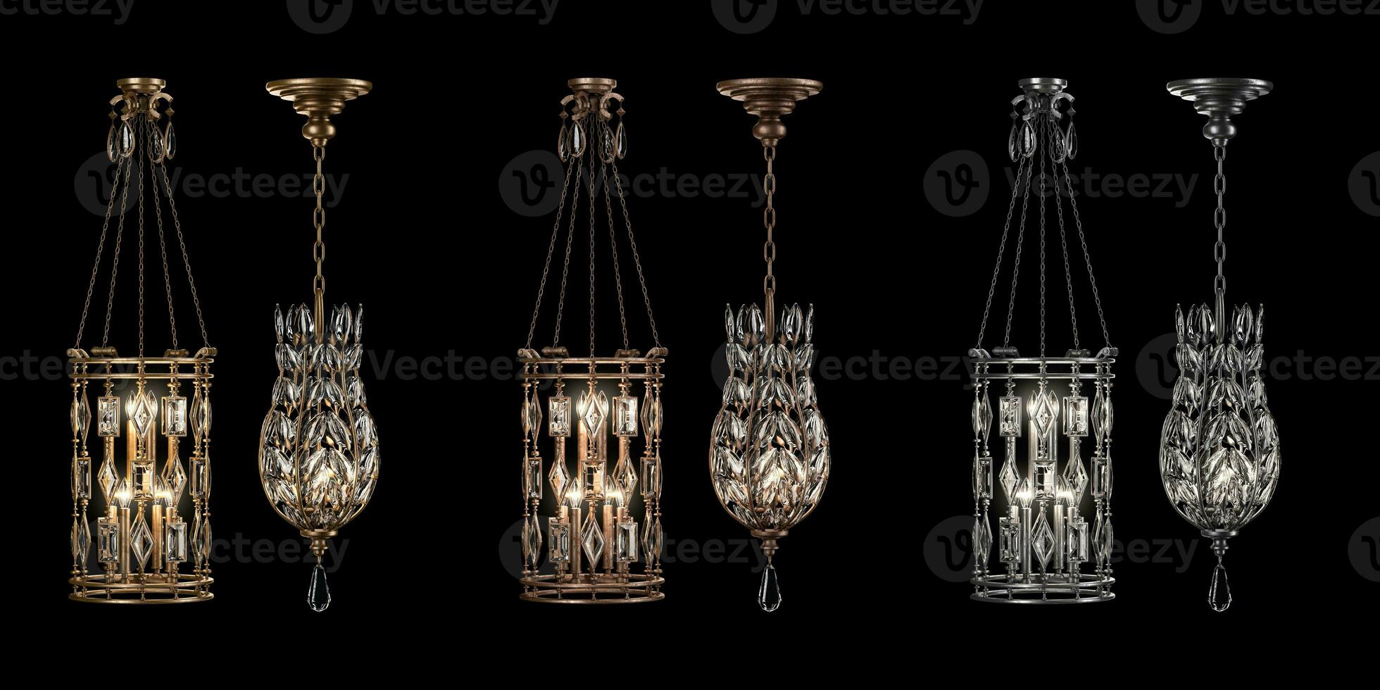 d rendering of Crystal Encased Gems Lantern and Crystal Laurel Round Pendant photo