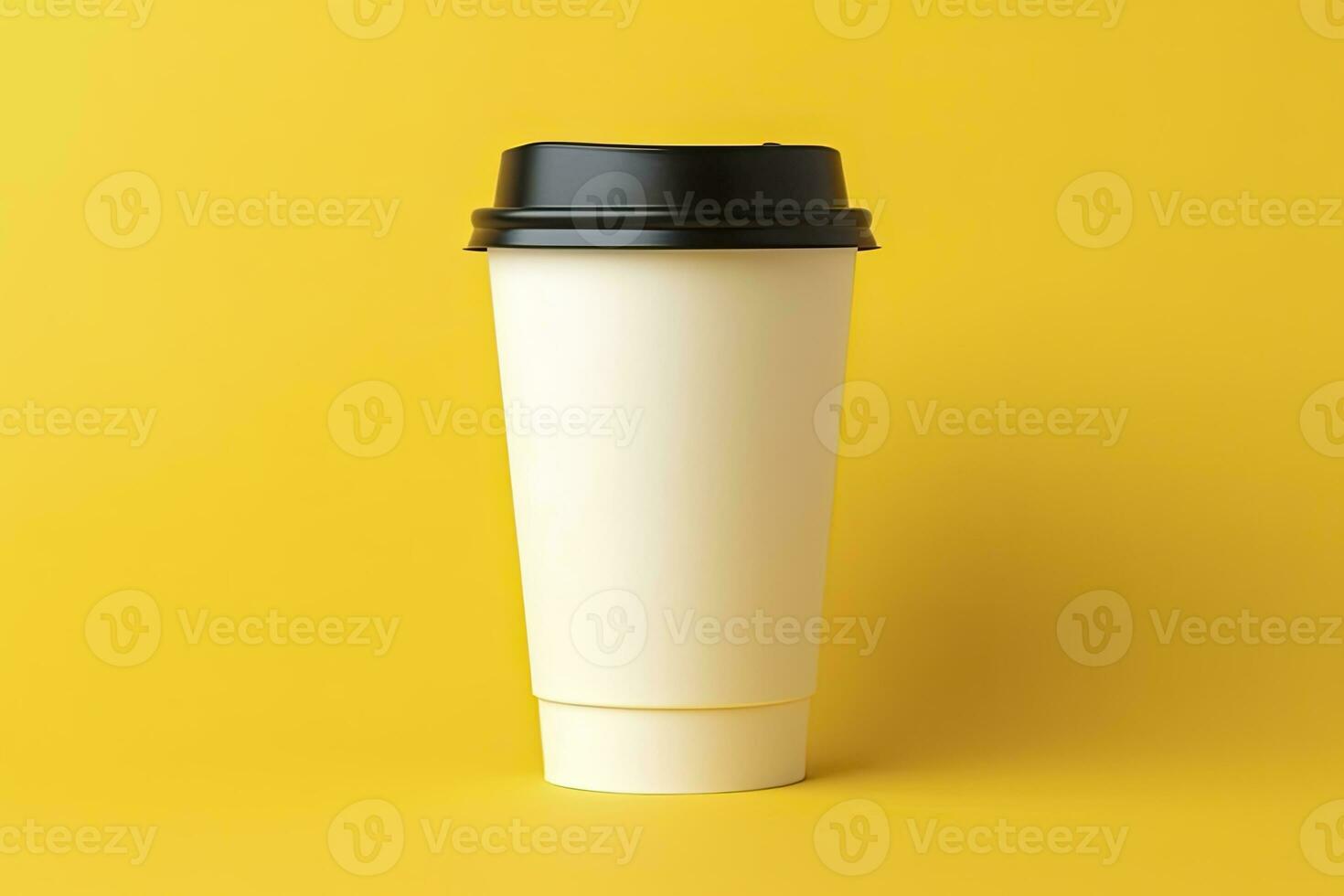 ai generado blanco café taza aislado en amarillo antecedentes. ai generado foto