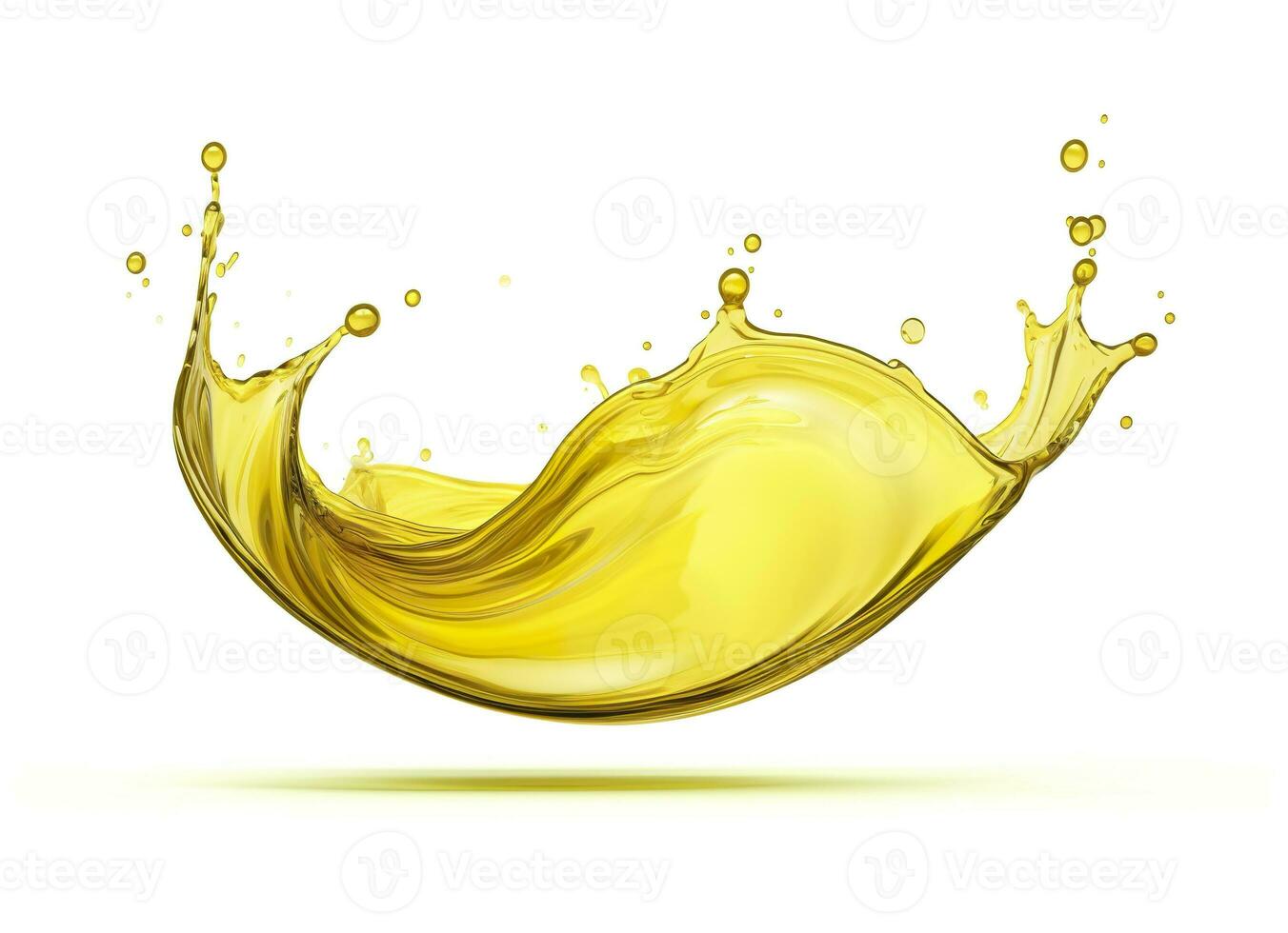 AI generated Olive or engine oil splash, cosmetic serum liquid isolated on white background. Generative AI photo